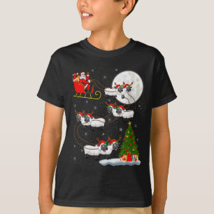 Womens Lambs Sheep Santa Sleigh Flying Funny Magic T-Shirt