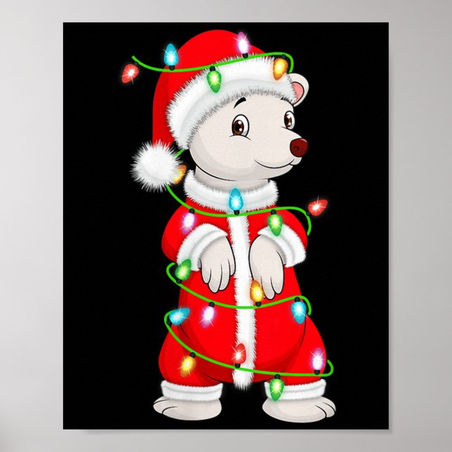 Womens Lar Bear Christmas Lights Santa Costume Cut Poster (Front)