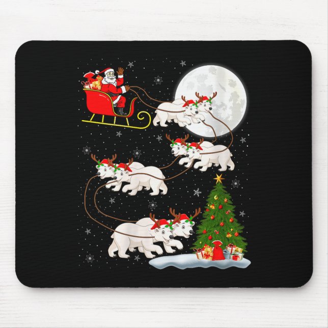 Womens Lar Bear Santa Sleigh Flying Funny Magical  Mouse Pad (Front)