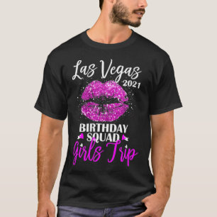 Womens Las Vegas Girls Trip 2021 Vacation Pink Lip T-Shirt