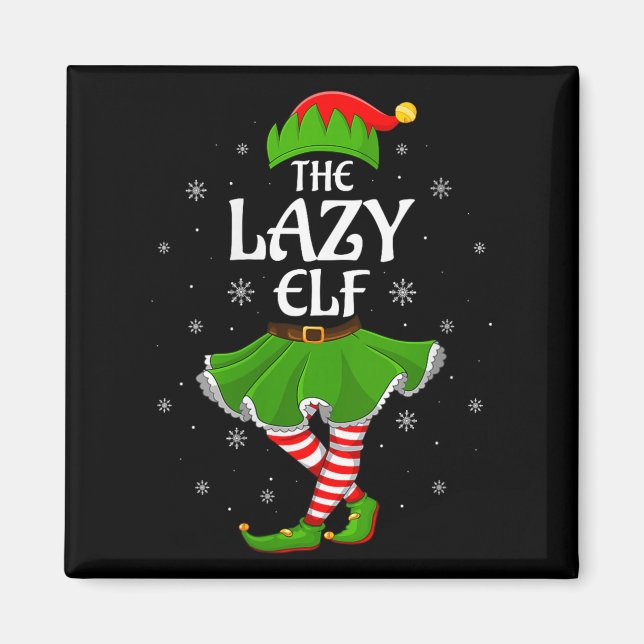 Womens Lazy Elf Christmas Family Girls Women Elf S Magnet (Front)