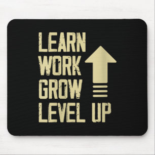 Womens Learn Work Grow Level Up Growth Success Vin Mouse Pad