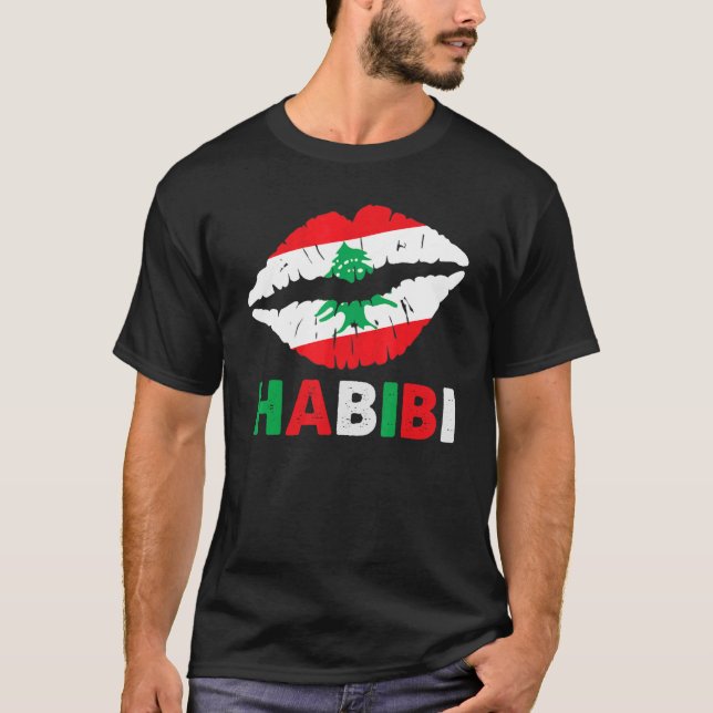 Womens Lebanon Habibi Saying Lips Lebanon Flag Leb T-Shirt (Front)