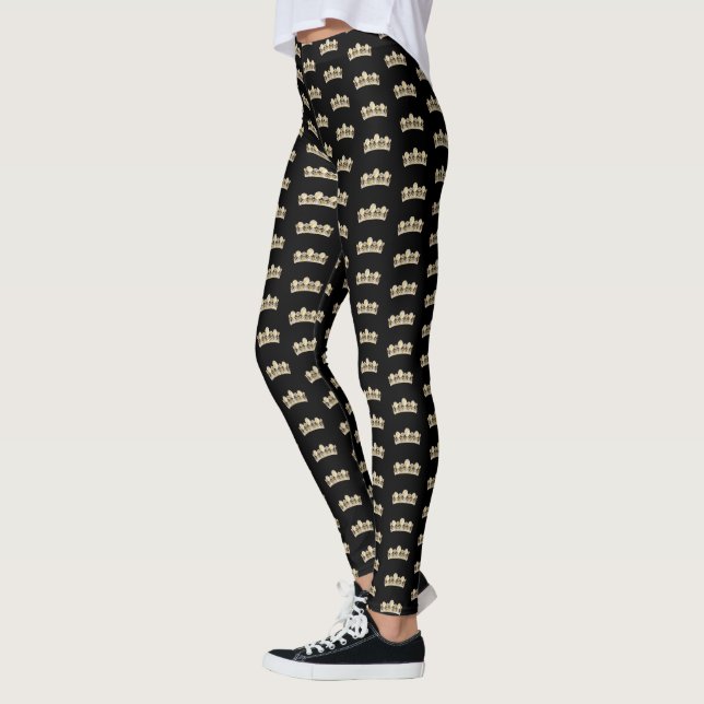 Women's Leggings-Gold Crown Leggings (Left)