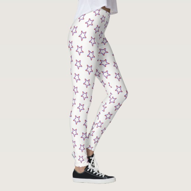 Women's Leggings-July 4th Patriotic Stars Leggings (Right)