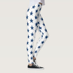 Women's Leggings-Patriotic Stars Leggings<br><div class="desc">These women's leggings are shown in a navy blue with a white patriotic stars print.
Customise this item or buy as is.</div>