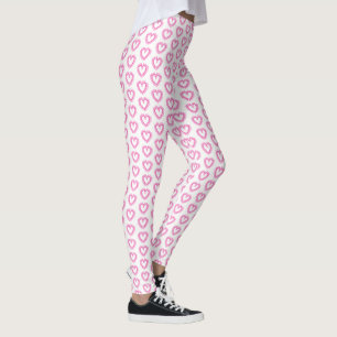 Women's Leggings-Pink Ribbon Heart Leggings