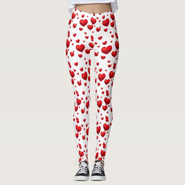 Women's Leggings-Valentine Hearts Leggings (Front)