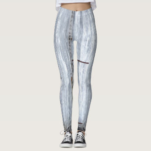 Women's Leggings White Wash Wood Barn Door Country