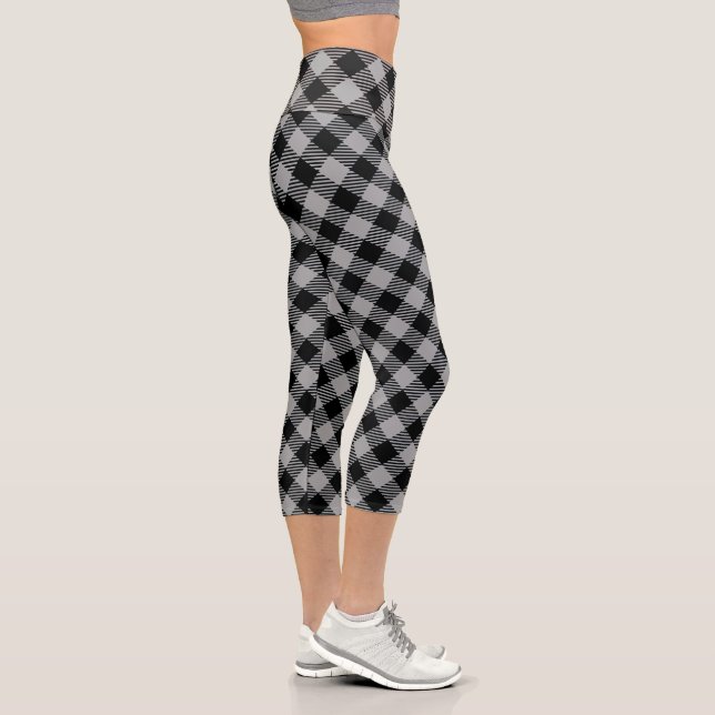 Women's Leggings with Modern CheckedGrey & Black  (Right)
