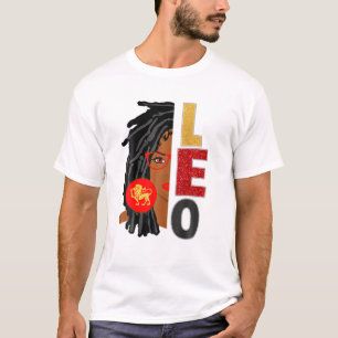 Womens Leo Girl Afro Locs Girl Zodiac Signs Birthd T-Shirt