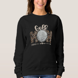 Womens Leopard Baseball Mom Messy Bun Golf Mom Mot Sweatshirt