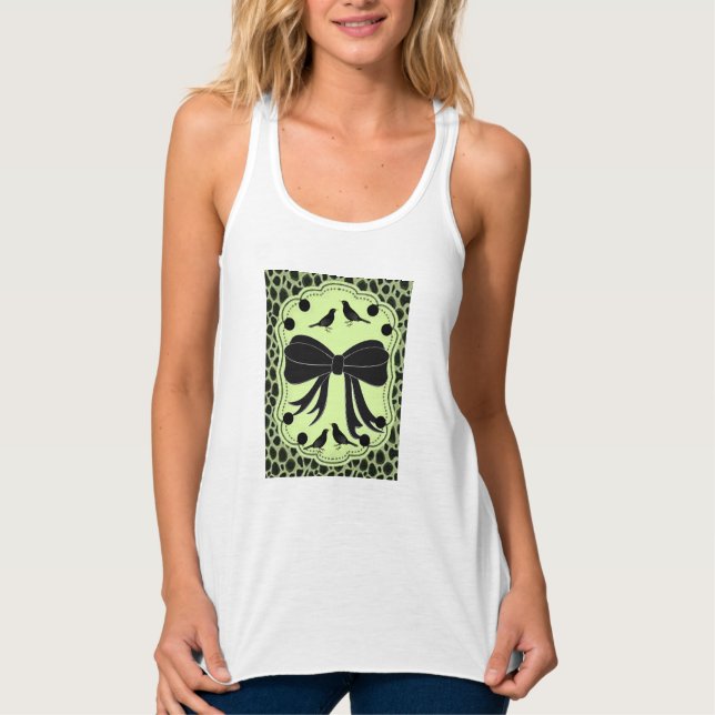 womens leopard bow tank top shirt (Front)