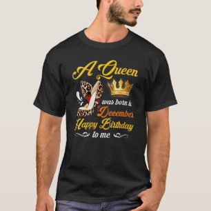 Womens Leopard High Heels Queen Was Born December T-Shirt