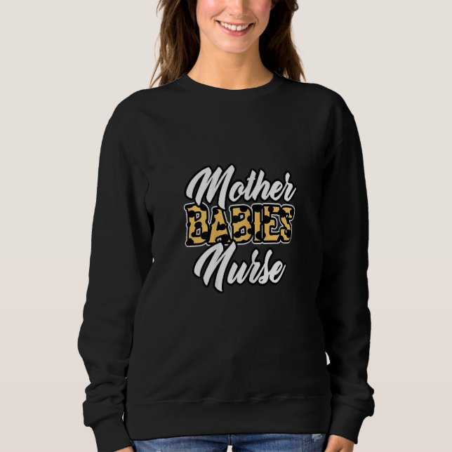 Womens Leopard Mum Mummy Mothers Babies Nurse Day  Sweatshirt (Front)