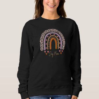 Womens Leopard Rainbow Dog Mama Sweatshirt