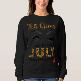 Womens Leopard This Queen Was Born In July Sweatshirt