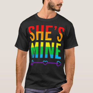 Womens Lesbian Partner Matching Outfit She's Mine  T-Shirt