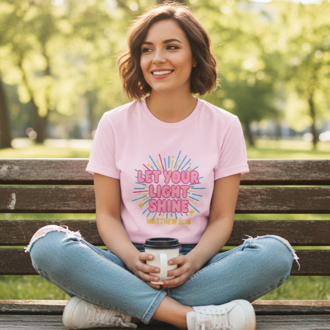 Women's Let Your Light Shine T-shirt, Pastel Pink T-Shirt (Creator Uploaded)