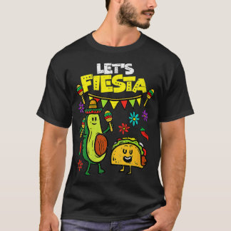 Womens Lets Fiesta Taco Avocado Funny Cinco De May T-Shirt