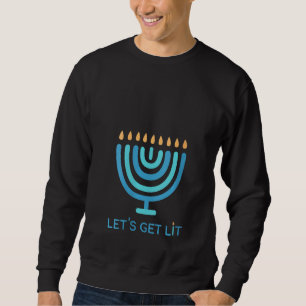 Womens Let's Get Lit Menorah Jewish Funny Ugly Han Sweatshirt