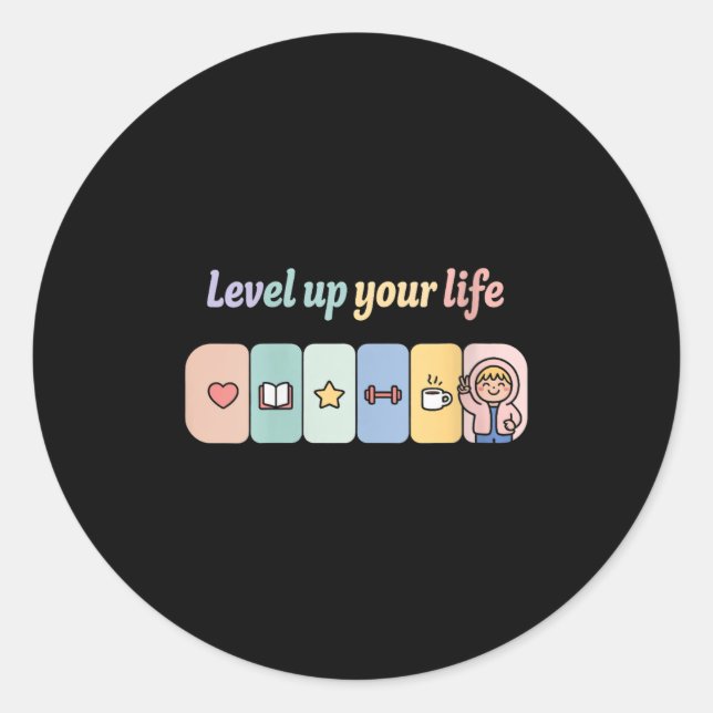 Womens Level Up Your Life Progress Bar Gamer Motiv Classic Round Sticker (Front)