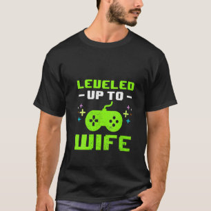 Womens Levelled Up To Wife New Bride Gaming Gamer T-Shirt