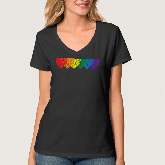 Womens Lgbt Rainbow Heart Lgbtqia Gay T-Shirt (Front)