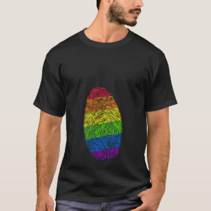 Womens LGBTQ Rainbow Fingerprint V Neck T-Shirt