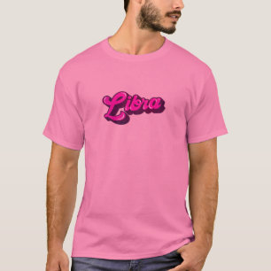 Womens Libra Birthday Zodiac Astrology Pink Graphi T-Shirt