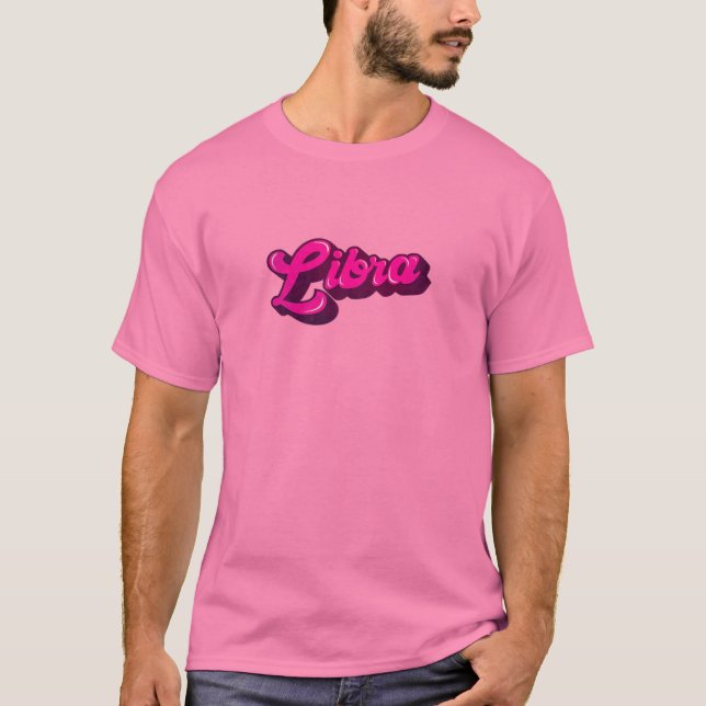 Womens Libra Birthday Zodiac Astrology Pink Graphi T-Shirt (Front)
