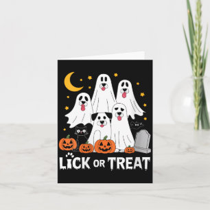 Womens Lick Or Treat Funny Ghost Dog Cute Card
