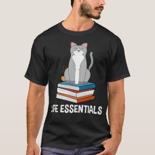 Womens Life s Fun Coffee Books Cat heart barista c T-Shirt