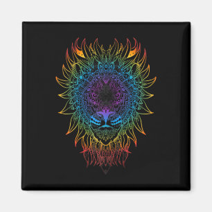 Womens Lioness Mandala Art Zen Yoga Meditation Boh Magnet