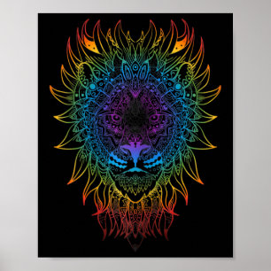 Womens Lioness Mandala Art Zen Yoga Meditation Boh Poster