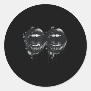 Women's Lips Print Graphic Y2k 2000s Vintage Summe Classic Round Sticker