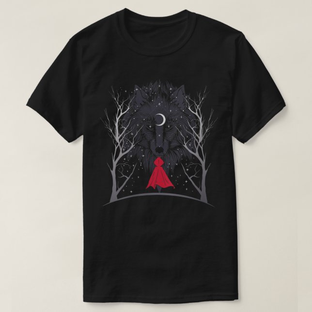Womens Little Red Riding Hood and the Wolf in the  T-Shirt (Design Front)