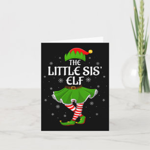 Womens Little Sis Elf Christmas Family Girls Women Card