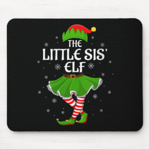 Womens Little Sis Elf Christmas Family Girls Women Mouse Pad