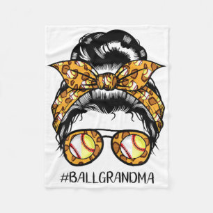 Womens #llgrandma Messy Bun Ll Grandma  Fleece Blanket