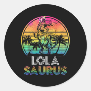 Womens Lolasaurus Dinosaur Lola Saurus Family Matc Classic Round Sticker