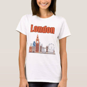 Women's London Skyline Big Font T-Shirts