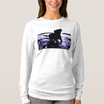 Women's long sleeve shirt black lab in water