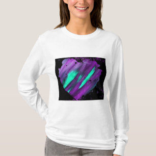 Women's Long Sleeve Tshirt Purple Abstract Heart