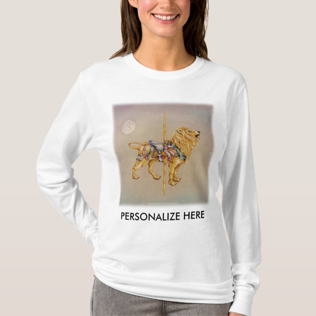 Women's Long Sleeved Tees - Carousel Lion SQ (Front)