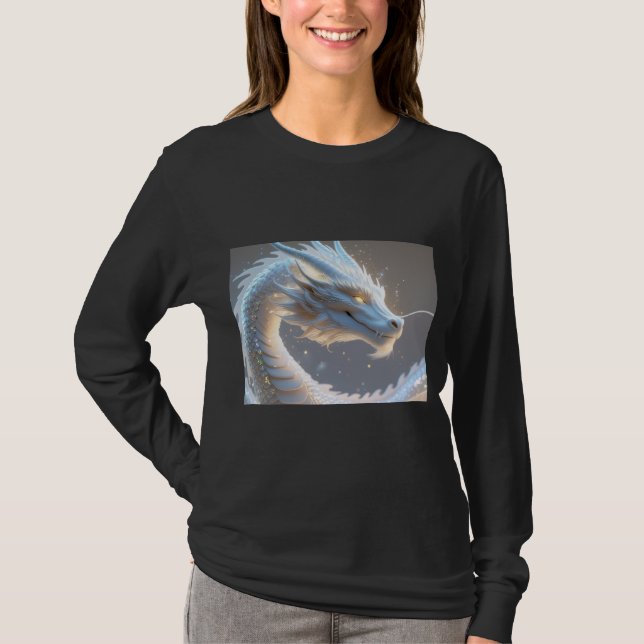 women's long sleeved white dragon shirt (Front)