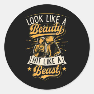 Womens Look Like A Beauty Hit Like A Beast Karate Classic Round Sticker