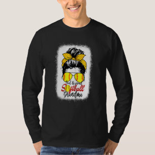 Womens Loud & Proud Softball Nana Messy Bun Leopar T-Shirt