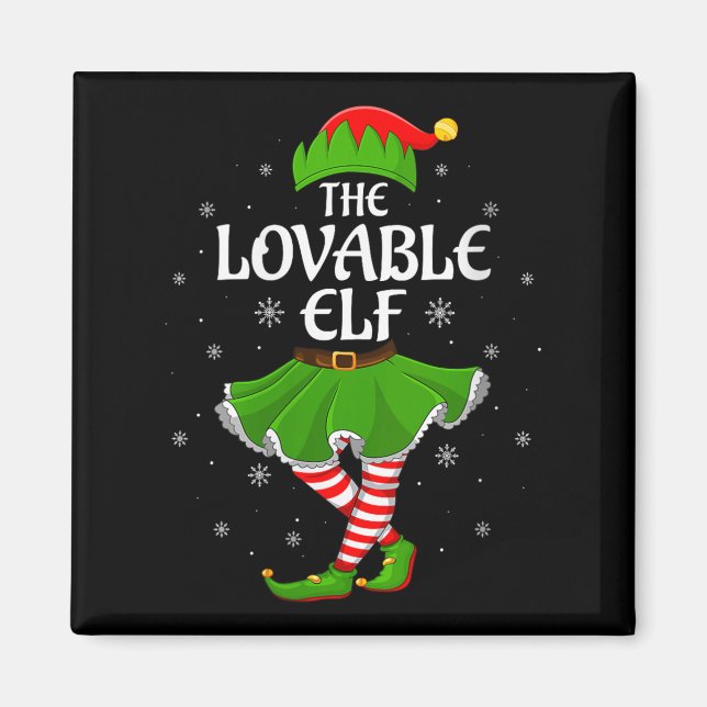 Womens Lovable Elf Christmas Family Girls Women El Magnet (Front)