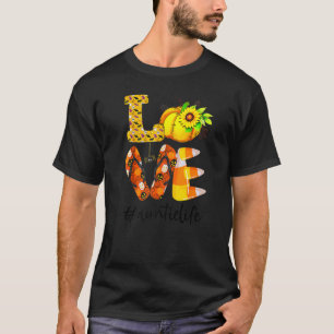 Womens Love Auntie Life Nana Halloween Fall Vibes T-Shirt